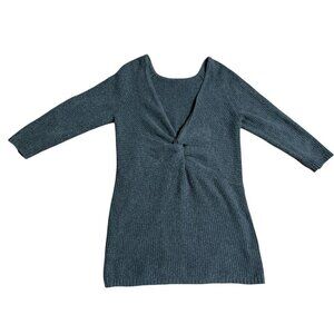 Aerie Twist Back Gray Ribbed Knit Sweater Dress Plus Size XXL Cotton Blend Soft